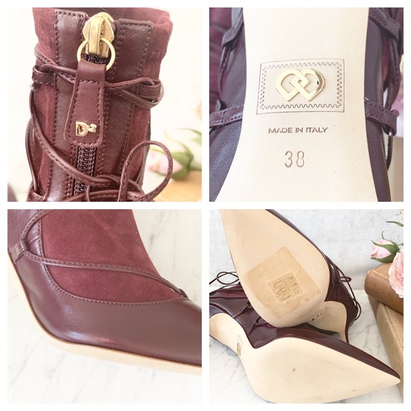 🎉HP🎉 Dsquared2 Bordeaux Nappa Stretch Ankle Boot - Picture 6 of 8